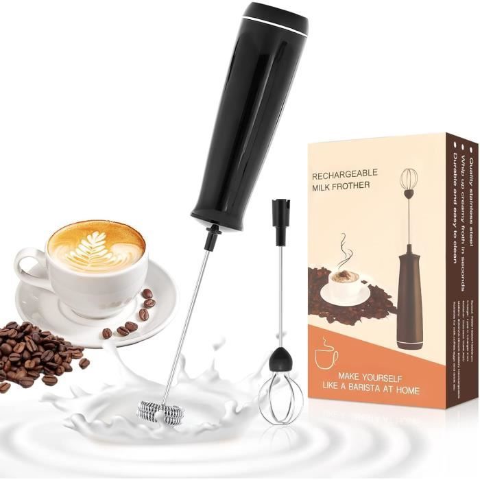 Mousseur à Lait Électrique,Mousseur De Lait Rechargeable USB Et Mini Fouet Electrique Melangeur Acier Inoxydable Pour Cafe Cafe Au Laitnoir 77855071