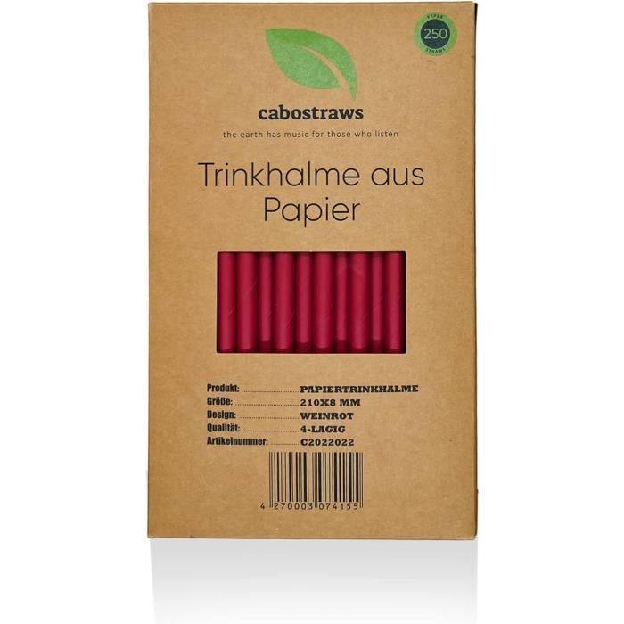 230 Pailles En Papier Rayées écologiques – 6x197mm, Biodégradables Et Colorées