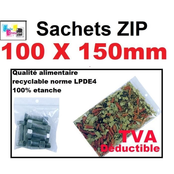 100 x 150 mm garanti-Fermeture Rapide 100 Fermeture Pression Sachet 
