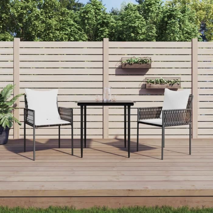 vidaXL Chaises de jardin et coussins lot de 2 Résine tressée - vue 2