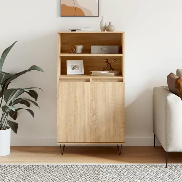 vidaXL Buffet haut Chêne sonoma 60x36x110 cm Bois dingénierie 831487
