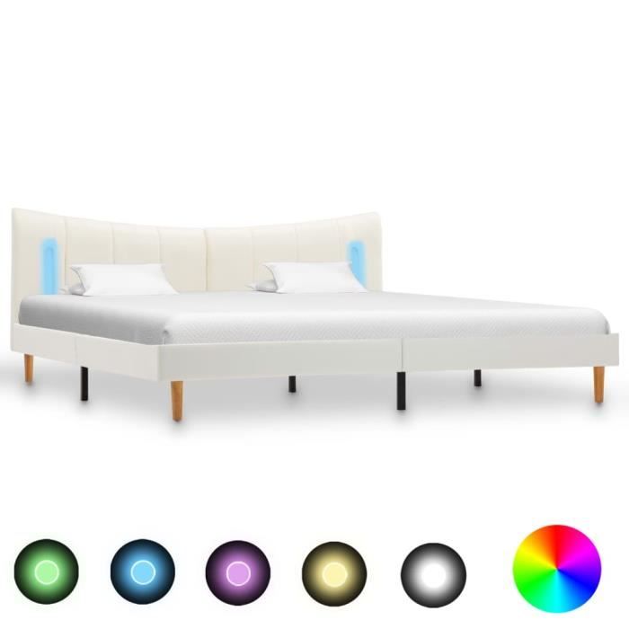 vidaXL Cadre de Lit avec LED Lit Rembourr/é Lit Double Lit Adulte Lit Coffre Sommier /à Lattes Chambre /à Coucher Maison Int/érieur Gris Similicuir 140x200 cm
