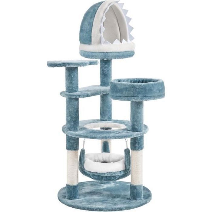 Meilleurs prix pour Arbre à Chat YAHEETECH - Petit - Bleu/Blanc - Niche Requin - Plateforme Poisson - Tour de Jeux