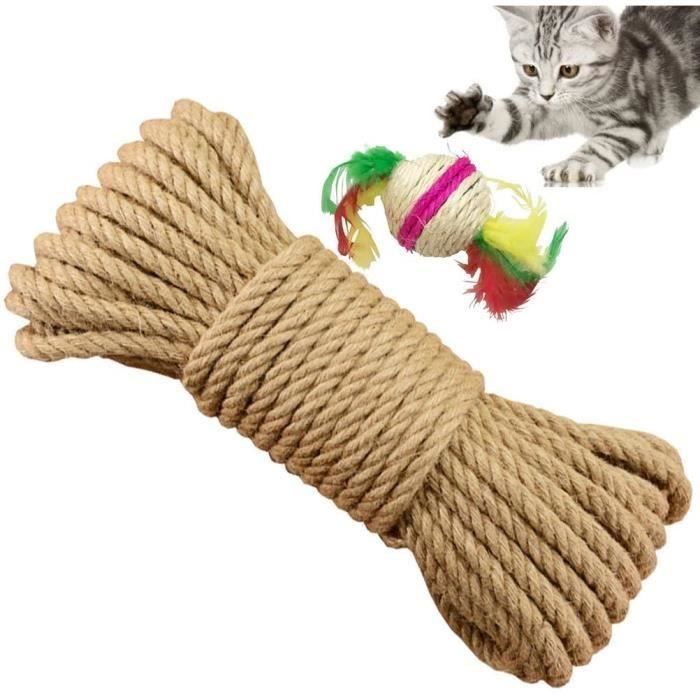 Rouleau De Corde En Sisal Naturel 100 M X 6 Mm - Pour Arbre à Chat, Griffoir DIY, Décoration - 100% Biodégradable Et Sans Produits Chimiques - 9