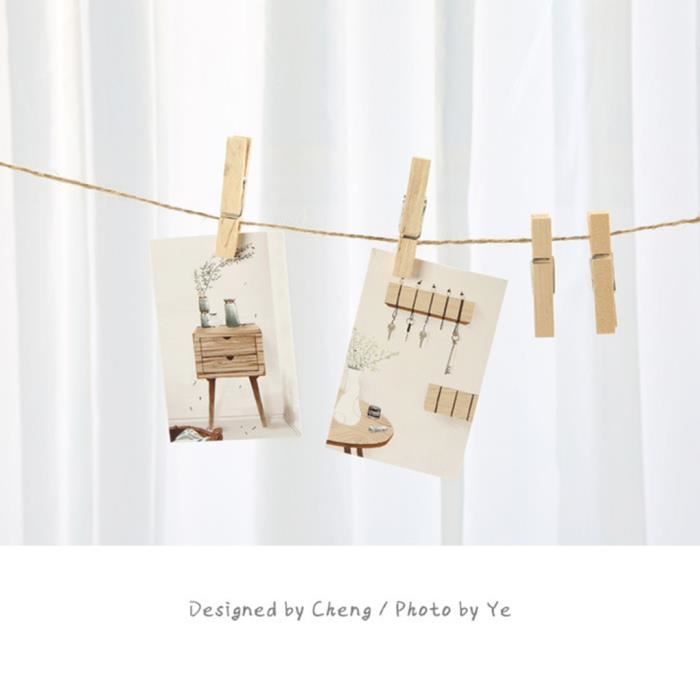 100 Mini Pinces à Linge En Bois – 3,5 Cm – Idéales Pour Accrocher Photos, Cartes Postales, Déco DIY Et Cocktails