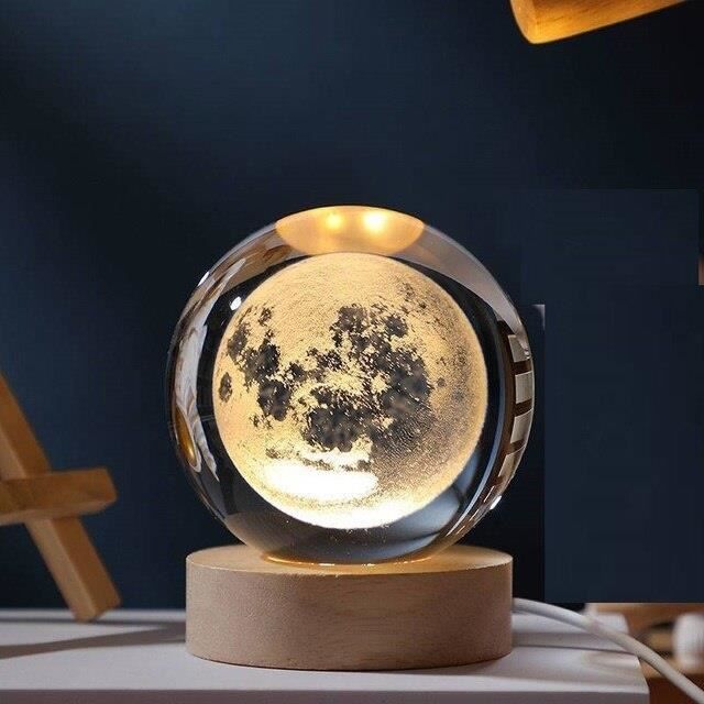 Boule De Cristal 3D Avec Dauphins Et Base LED - Veilleuse Multicolore - Décoration Chambre, Cadeau Anniversaire