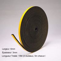 Fowong Joint Adhésif Fenêtre Porte 3 Rouleaux 6mm X 3mm X 5m Joint En