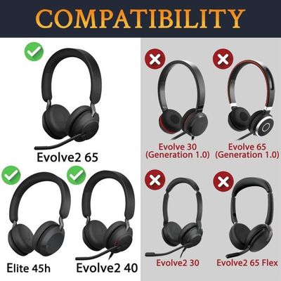 Coussinets Oreillettes Pour Jabra Evolve2 75 - Cuir Protéiné, Mousse Haute Densité - Confort Et Isolation Phonique Améliorés