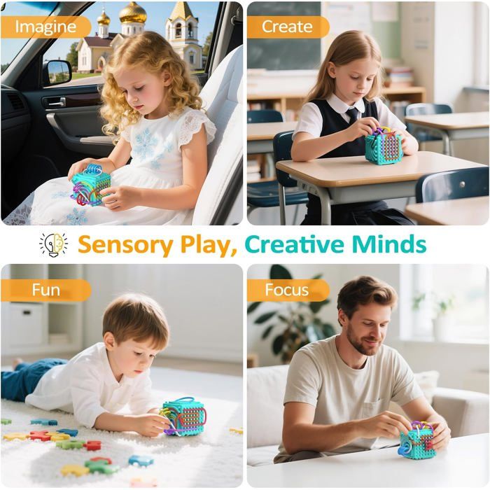 Infinity Cube Magnétique 3D Anti-Stress - Jeu Éducatif Galaxie Bleue Pour Enfants Et Adultes Cube Magique Anti-anxiété