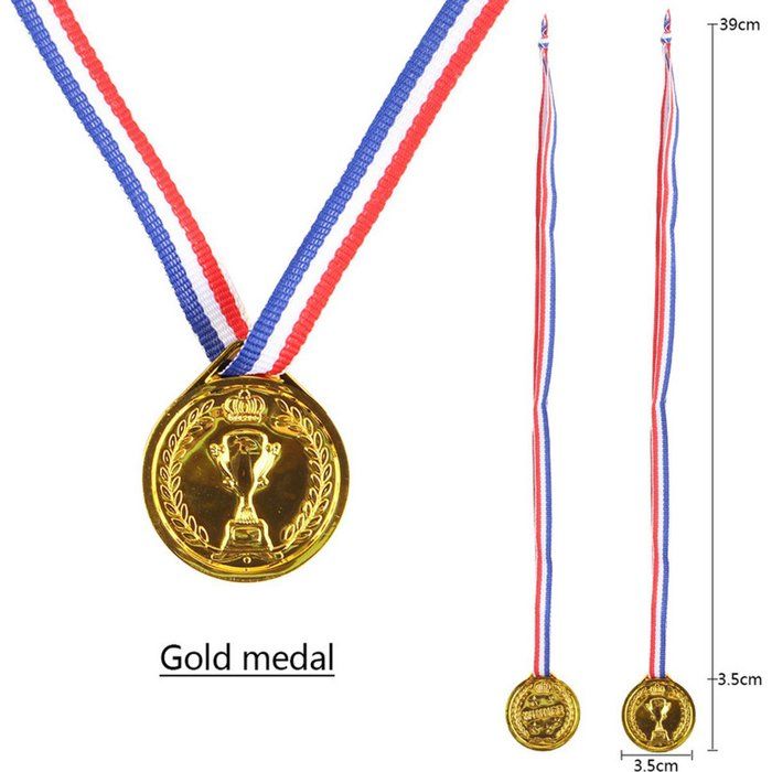 KSJEHW Lot De 18 Médailles Olympiades Enfants - Or/Argent/Bronze - Diamètre 4 Cm - Ruban Tricolore - Récompenses Sport Anniversaire École