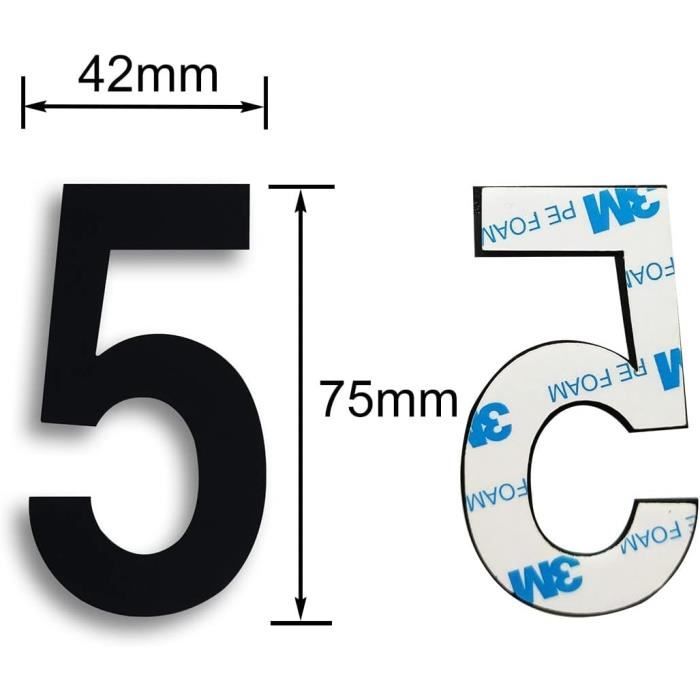 Numéros de boîte aux lettres 3D autocollants en métal inoxydable pour numéros de porte, numéros