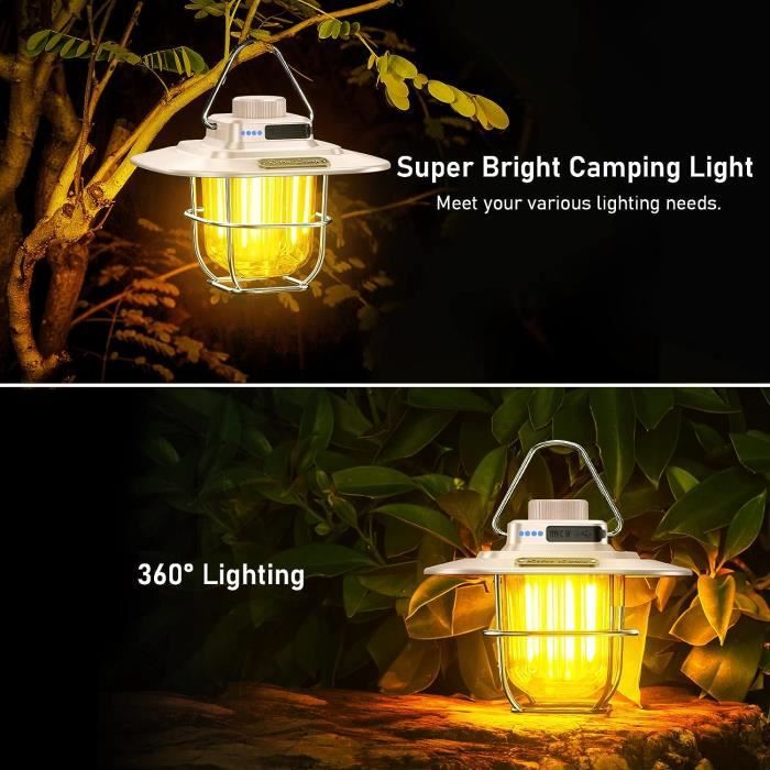 Lanterne Camping Rechargeable, XRR USB Vintage Portable Lanterne Camping  Dimmable Lumière Blanche Chaude Type C Lampe Camping Lampe LED pourBivouac,  Pêche, Randonnée, Cave, etc : : Sports et Loisirs