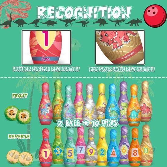 MERIGLARE Ensemble de Jeu de Quilles pour Enfants 10 Quilles et 2 Boules pour 3 4 5 Ans Cadeaux d'Anniversaire Garçons Filles MERIGLARE Ensemble de Jeu de Quilles pour Enfants 10 Quilles et 2 Boules pour 3 4 5 Ans Cadeaux d'Anniversaire Garçons Filles