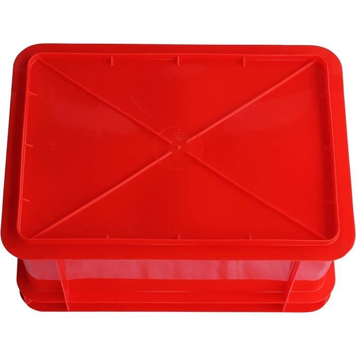 Boîte empilable, boîte de rangement, plastique, rouge, 10 pièces