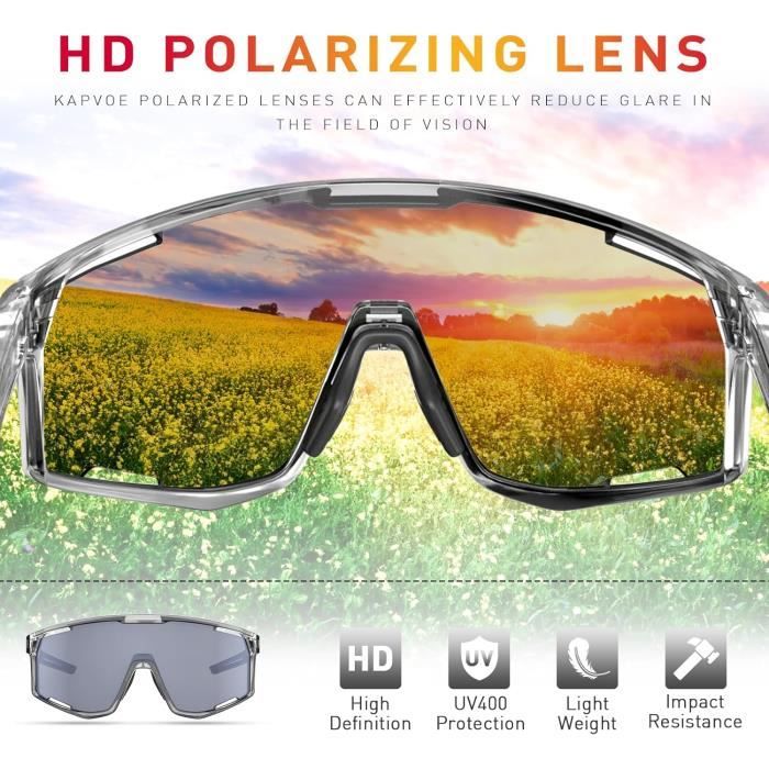 KAPVOE Lunettes De Vélo Polarisées Pour Homme Et Femme