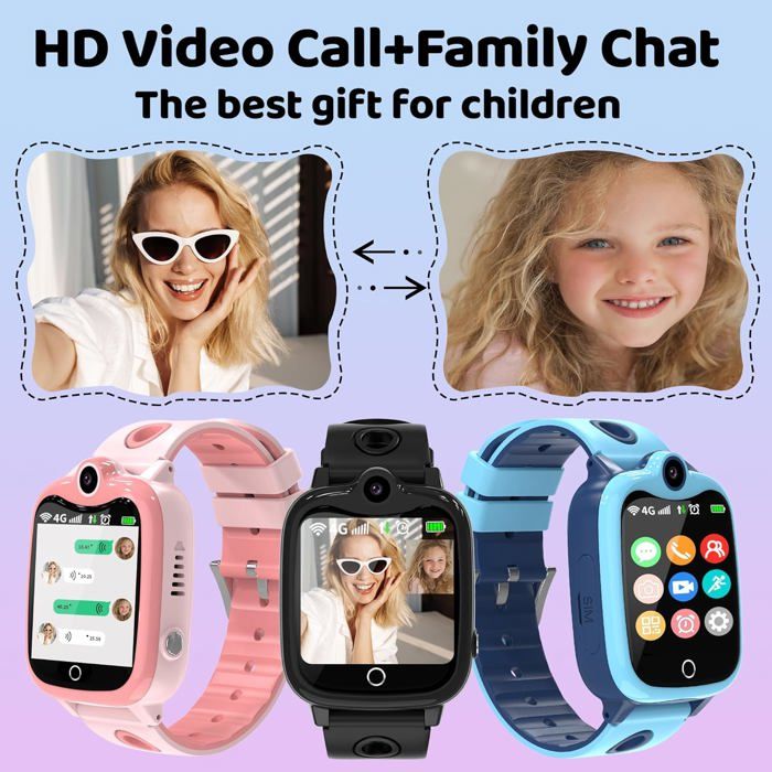 RINOTEG Téléphone Portable Enfant – SOS, Musique, 17 Jeux, Podomètre, Alarme, Caméra 8MP, Livre Audio, Lampe – Dès 4-10 Ans
