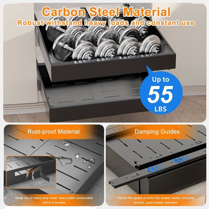 Tiroir Extensible Télescopique Pour Armoire De Cuisine - Ajustable De 39,5 à 56,5 Cm, Charge 25 Kg - Installation Adhésive Facile - 6