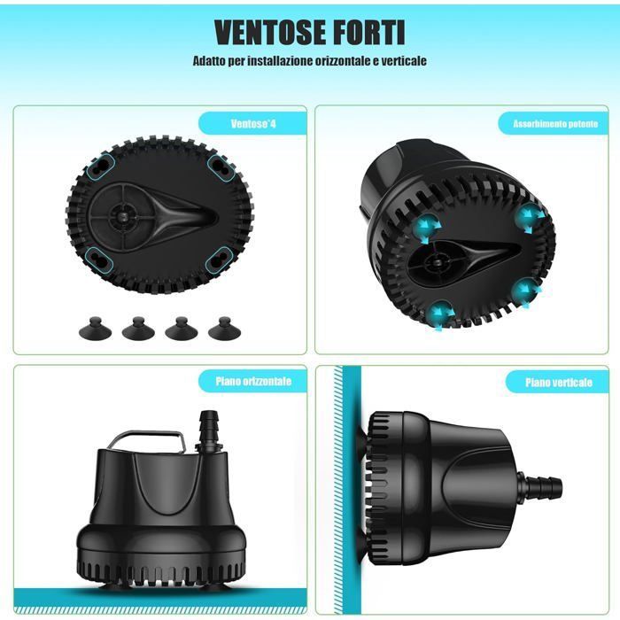 Pompe à Eau Submersible 25W - 1500L/H, Hauteur 2m, Pour Aquarium, étang, Fontaine - 3