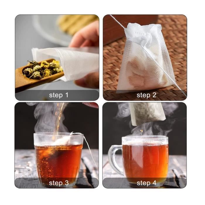 Boite de 64 filtres à thé jetable en papier, idéal pour la préparation du  thé.