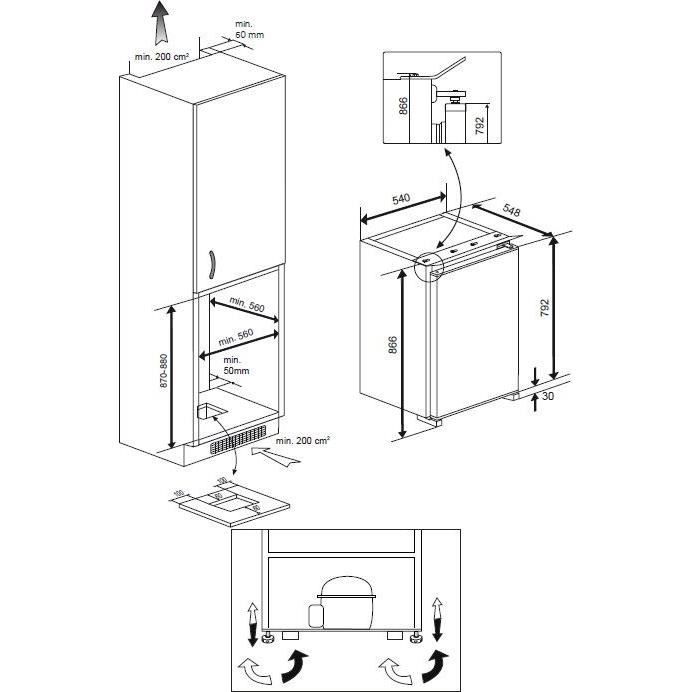 Rfrigrateur BEKO - B1854N - Table top - intgrable - 110 L (97L+13L ...