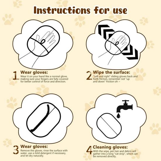 Gant Anti-poils Pour Animaux - Réutilisable, électricité Statique | Pour Chats, Chiens, Meubles, Vêtements | Lavable, écologique