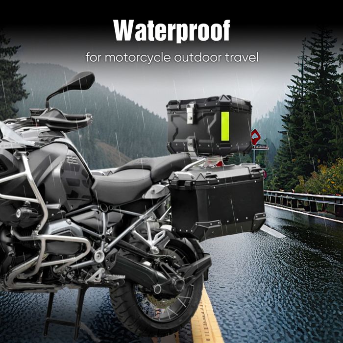 Top Case Moto En Alliage Aluminium 45L – Imperméable Et Sécurisé Avec Serrure – Rangement Casque, équipement – Compatible Plupart Motos
