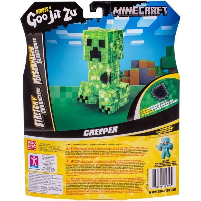 Figura Goo Jit Zu Minecraft Creeper | 11 Cm Super Elastico | Texture Scricchiolante Con Elemento Nascosto