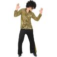 Costume homme style disco paillettes année 80 - Noir et doré pailleté - 100% Polyester-0