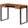 Bureau table meuble travail informatique 110 cm bois solide et acier 0502086-0