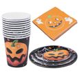 50 pièces ensemble de vaisselle de fête sur le thème de Halloween assiettes jetables SERVICE COMPLET - SERVICE DE TABLE-0