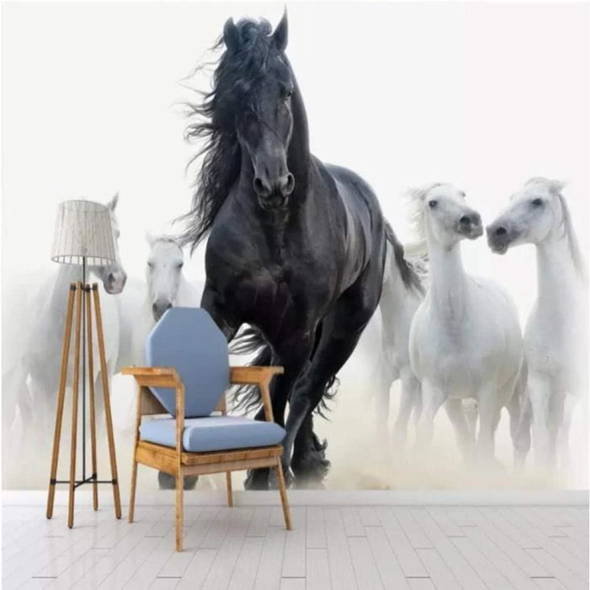 Sticker Mural 3D Cheval Sinsin – Papier Peint Autocollant Amovible Déco Chambre