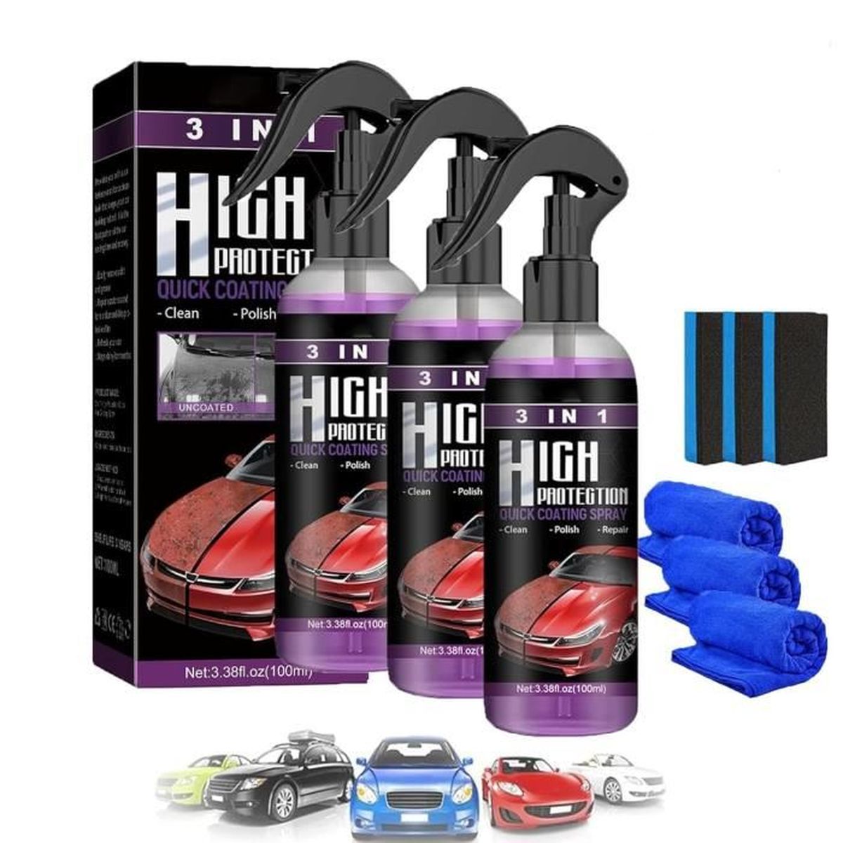 Car Coating Spray,3 in 1 High Protection Quick Car Coating Spray,Car