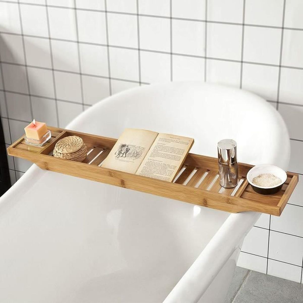 Pont De Baignoire En Bambou Porte Savon Et Gel Douche Serviteur De Baignoire L80cmxp15cmxh4cm Achat Vente Porte Accessoire Pont De Baignoire En Bambou Cdiscount