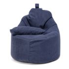 BRAND Fauteuil Poire Pouf YOKO en Velours Côtelé Avec coussin Bleu