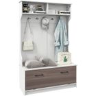 GOPLUS Portemanteaux pour Entrée,Meuble Entrée avec Banc,Armoire de rangement,5 Crochets Doubles,100X40X160CM,Blanc