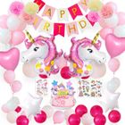 Décoration Anniversaire Licorne Fille,MMTX Decoration Licorne avec 3D Énormes Ballons Licorne Anniversaire Rose Joyeux