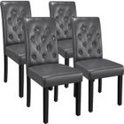 Lot de 4 Chaises de Salle à Manger en Similicuir Haut Dossier Capitonné et Assise Rembourrées 45,5 × 60,5× 98 cm Gris YAHEETECH