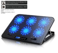 Support Refroidisseur à 6 ventilateurs pour PC portable, notebook, consoles, Compatible périphérique de 9 à 17"