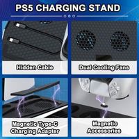 BRHE Socle Chargeurs Noir pour PS5 avec Ventilateur de Refroidissement et Station de Charge pour Deux manettes