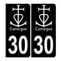 Autocollant Sticker Plaque d'immatriculation Voiture 30 Logo Camargue Noir