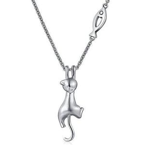 925 Plaqué Argent Collier 3D brossé Running Chat Pendentif Adorable chaton bijoux 925 Plaqué Argent Collier 3D brossé Running Chat Pendentif Adorable chaton bijoux