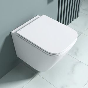 WC - TOILETTES Sogood WC suspendu blanc cuvette céramique toilette abattant silencieux avec frein de chute Aix112