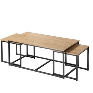 TABLE BASSE Lot de 3 tables basses gigognes - L100 cm - 100 cm