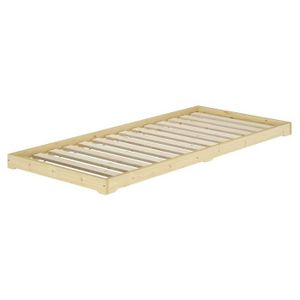 FUTON Lit futon en bois très bas, base idéale pour combiner avec futon, surface 100x200 cm V-60.47-10 [sommier à lattes incl.]