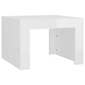 TABLE BASSE Table basse Blanc brillant 50x50x35 cm Aggloméré