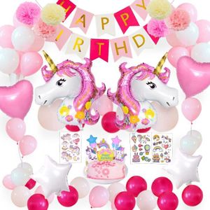 Daidle Lot de 104 décorations d'anniversaire licorne pour fille de 3 ans -  Décoration d'anniversaire pour enfant - Ballon 3ème anniversaire -  Décoration de fête - Guirlande de ballons licorne avec 