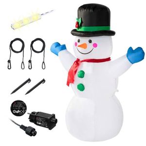 Bonhomme de Neige Gonflable 1,8M Lumineux à LED avec 3 Pingouins Sac de  Sable Intégré 4 Piquets et 4 Cordes Décoration Noël - Costway