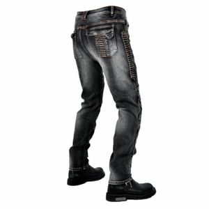 VETEMENT BAS Pantalons de moto pour hommes Racing jeans avec 5 protections antichute pantalons de moto - Noir GOGUQ