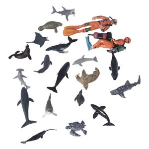 FIGURINE - PERSONNAGE Qqmora Modèle de figurines d'animaux marins Figurines d'animaux marins réalistes, 20 pièces, assortiment de 2 jeux activite