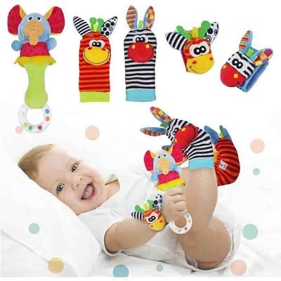 5 Pcs Bébé Poignet Et Chaussettes Hochet Jouets,Poignet De Bell Strap